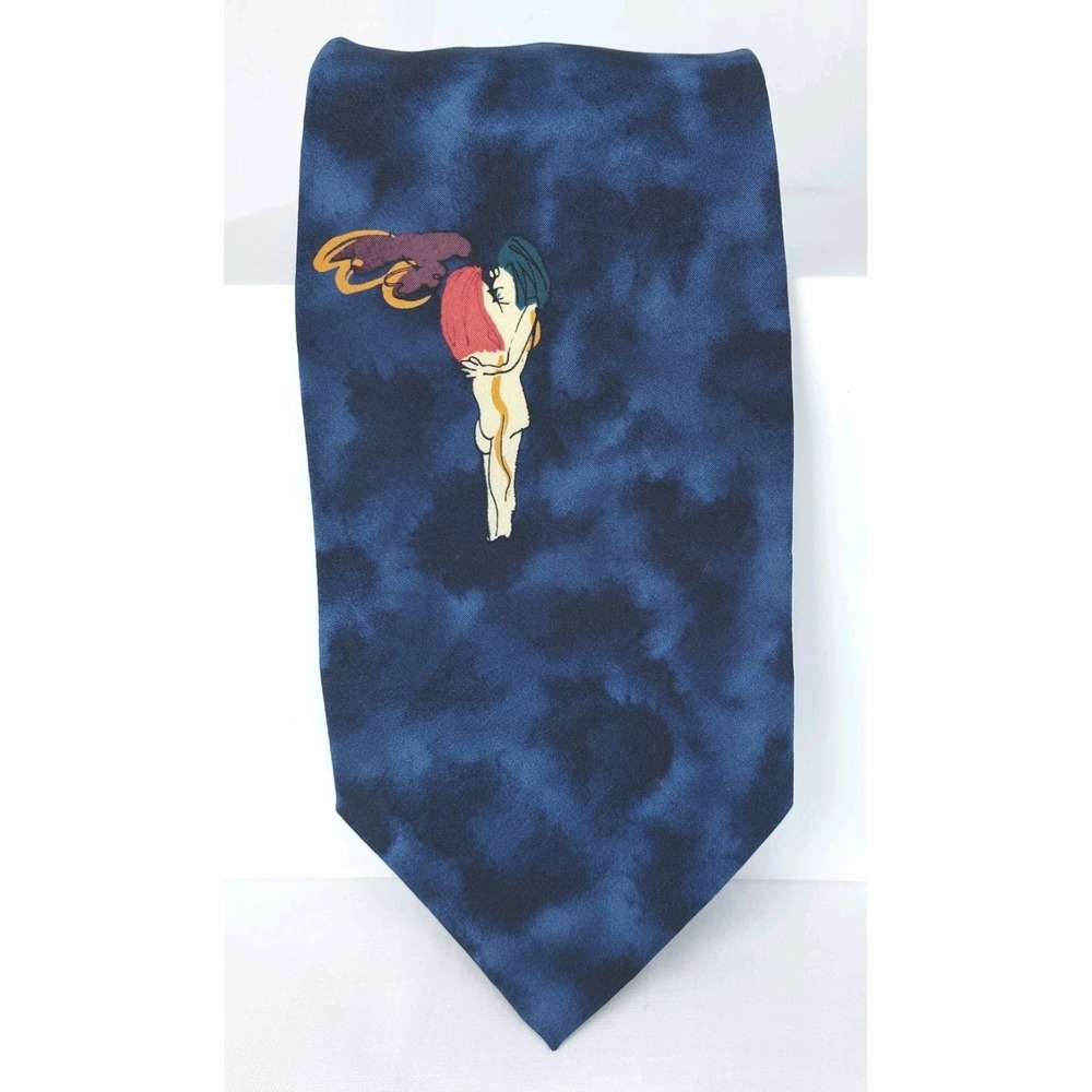 JOHN LENNON ARTWORK Necktie Embrace Blue‎ 100% Silk Tie 4"x55"